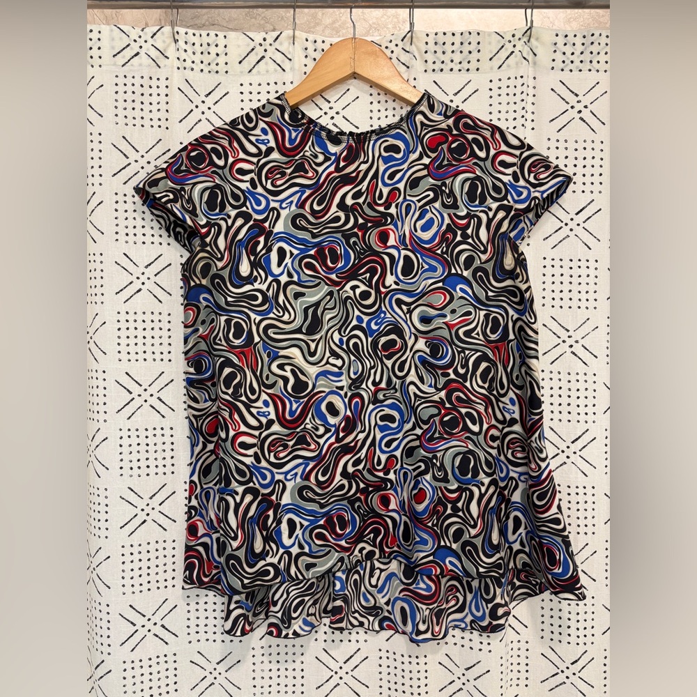 Balenciaga Multicolor Abstract Short Sleeve Blouse